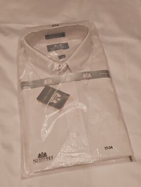 Stafford White Long-Sleeve Dress Shirt - Executive Fit